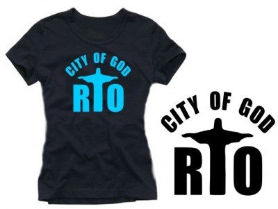 Coole Fun T-Shirts RIO CITY OF GOD Damen t-shirt girly, black/blau, Gr&ouml;sse: L Preisvergleich