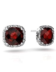 Genuine Garnet 14kt White Gold Earrings