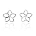 Olive N Figs Sterling Silver Simple Floral Stud Earrings with CZ Center - 10mm
