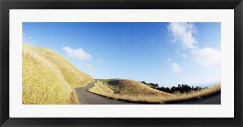 Curved road on the mountain, Marin County, Framed Art Size 32.5 X 14.5