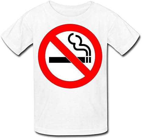 WX Kids Big Boy's Girl's No Smoking Sign Logo Kids T-Shirt - White