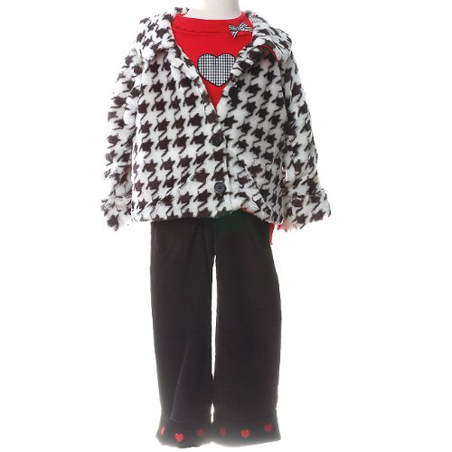 Baby Toddler Girls Fall Clothes HOUNDS TOOTH Coat 3 Piece Set BT KIDS 12M-4T