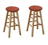 2 24" Tall Custom Specialty Natural Barstools with a Copper Glitter Vinyl S ....