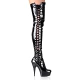 5 3/4 Inch Side Laced Sexy Platform Thigh Boot Side Zip