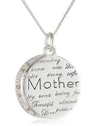 Sterling Silver "Mother, Mom, I Love You" Two-Piece Diamond Circle Pendant with Heart Necklace (1/10 ct. t.w., I-J Color, I2-I3 Clarity), 18"