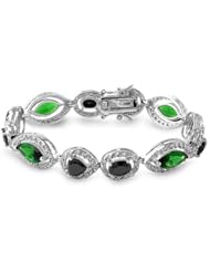 Sterling Silver Black, Emerald, Clear CZ 7.5"