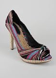 Multi Color Knotted Front Peep Toe Heel