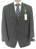Michael Kors Mens 2 Button Flat Front Charcoal Gray Pinstripe Wool Suit