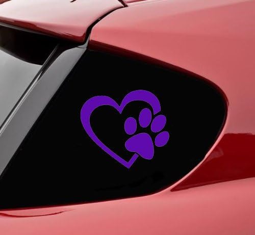 HEART with DOG PAW Puppy Love 8" (color: PURPLE) Vinyl Decal Window Sticker for Cars, Trucks, Windows, Walls, Laptops, and other stuff.