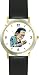 Frankenstein with Flower - WATCHBUDDY&reg; DELUXE TWO-TONE THEME WATCH - Arabic Numbers - Black Leather Strap-Size-Large ( Men's Size or Jumbo Women's Size )