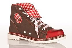 Trachten Boots - JACKY - braun/rot/rot, Größe 36