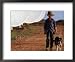 Boy with Dog Walking Past Solar Energy Dishes, New South Wales, Australia Places Framed Art Poster Print by Oliver Strewe, 22x18
