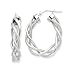 14k White Gold Polished & Satin Twisted Hoop title=