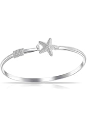Bling Jewelry 925 Sterling Silver Nautical Starfish Bangle Bracelet 7.5 Inch