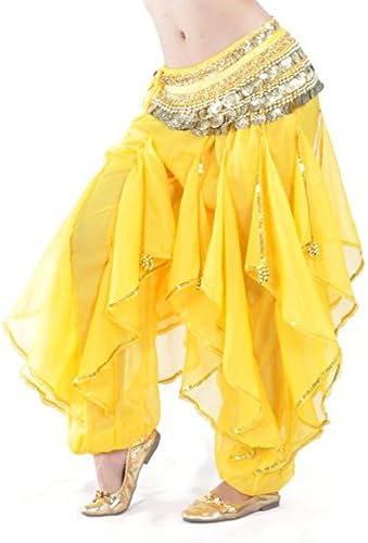 Yanseller Belly Dance Exotic Tarantella Harem Pants (Yellow)