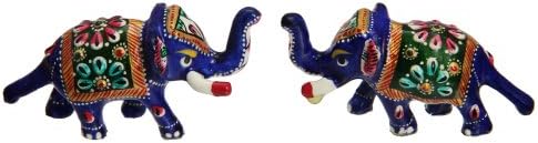 Desktop Indian Elephant Pairs in Meenakari Handpaint - Gift Item