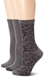 Nine West Womens Paisley Print, Solid Tipped and Solid 3 Pair Crew Pack Socks