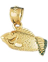 Dazzlers Solid 14 karats Gold 3D Sea Bass Fish Charm Pendant available in three colors from jewelsberry (weights: 2.6 grams only)