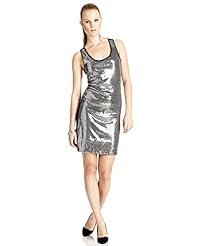Sheer Sequined Scoop Neck Sleeveless Elastane/Viscose Thigh Length  Dress