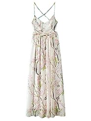 Sexy Polyester Backless Sleeveless Spaghetti Strap Floral Print Maxi Dress 
