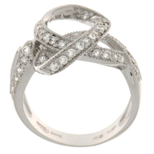 Sterling Silver Cubic Zirconia Swirl Ring by Charles Winston, Size 7