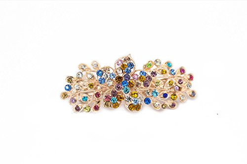 Yeshan Women Rhinestone Crystal beaded Flower Pattern Hair Barrettes Clips