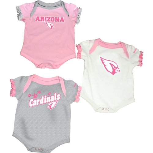 Reebok Arizona Cardinals Infant 3-Piece Creeper Set - Pink 3-6 Months