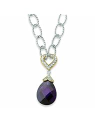 Sterling Silver CZ Teardrop Oval Link Necklace