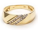 New Mens Genuine Diamond Ring, Yellow Gold Band