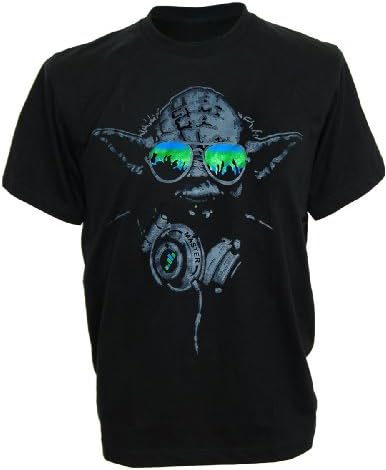 DJ Yoda @ turntables Club Men's T-Shirt headphones Star Wars Music Green Shades