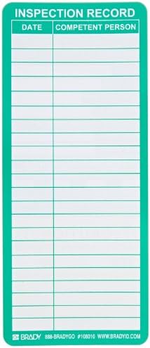 BradySCAF-STSI 311, Green on Yellow SCAFFTAG STANDARD INSERTS Package100 GRN/YL (100 Tags)