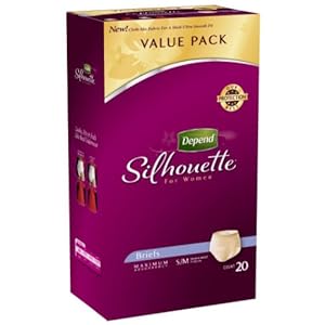 Depend Silhouette for Women Briefs, Small/Medium, Pack/20