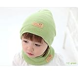 RONGTONGDA 選べる4色 ニット帽 & マフラー ニット帽子 ベビー キッズ 赤ちゃん 子 子供 用 かわいい 防寒 防風 (グリーン)