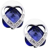 Sapphire Cubic Zirconia HOLLOW HEART Earrings
