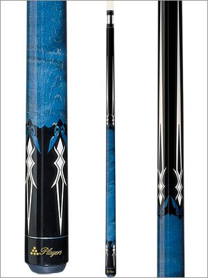 Players Midnight Black Pool Cue with White Ceremonial Dagger Design (G-2218) Style: 21 oz.