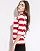 Camii Mia 3/4 Sleeve Shirts for Women, Striped Tee Shirts Cotton Stretchy Lightweight Slim Fit (Small, Red)