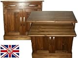 Solid Pine in Dark Oak Wax Computer Desk, Hide-Away Workstation, Hidden Home Office.
