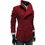 TheLees Mens Unbalance High Neck Slim PEA Coat Jacket