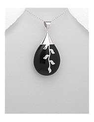 Onyx Pendant Necklace In 92.5 Sterling Silver