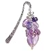 Marque Pages - Metal Argent de Style Tibétain avec Un Coeur et Perles Lilas