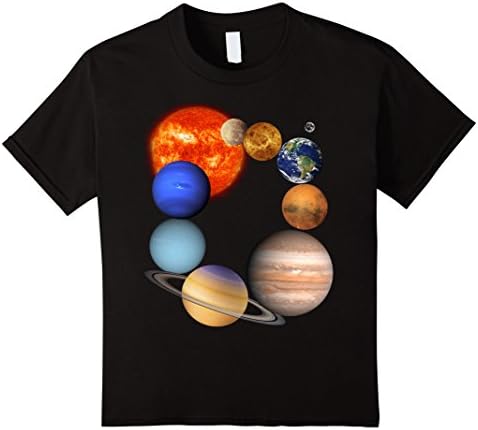 Kids Planets of the Solar System and the Sun T-shirt 6 Black