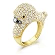 Bling Jewelry Designer Inspired Gold Vermeil pave CZ Onyx Duck Cocktail Ring