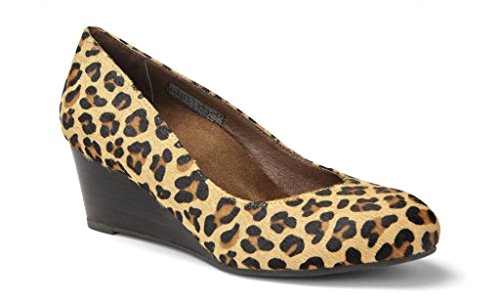 Vionic Antonia Womens Leather Wedge Tan Leopard - 9