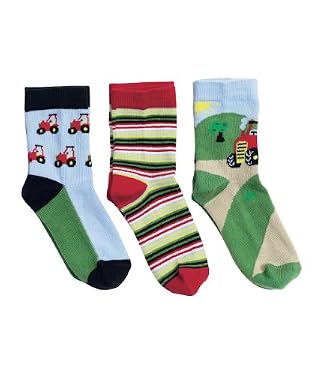 3 Pack Tractor Scene Socks