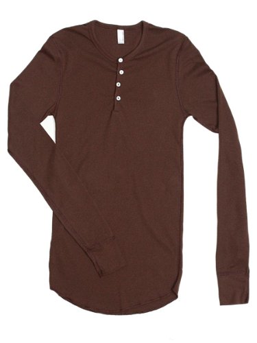YogaColors Unisex Baby Thermal Long Sleeve Henley T457 (Large, Brown)