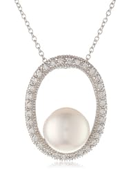 Bella Pearl Fancy Cubic Zirconia Pendant Necklace, 17"