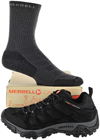 Merrell Men's Moab Ventilator Shoe with Merrell Quarter Socks Bundle (7 D (M) US, Black Night)