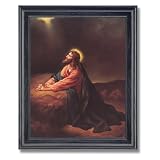 Jesus Praying At Gethsemane Religious Home Decor Wall Picture Black Framed Art Print