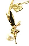 Disney Couture Gold Plated Tinkerbell On Pearl  Necklace Kidada Jone's Special Holiday Collection *