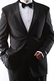 Mens Single Breasted 2 Button Black Extra Fine Slim Fit Tuxedo